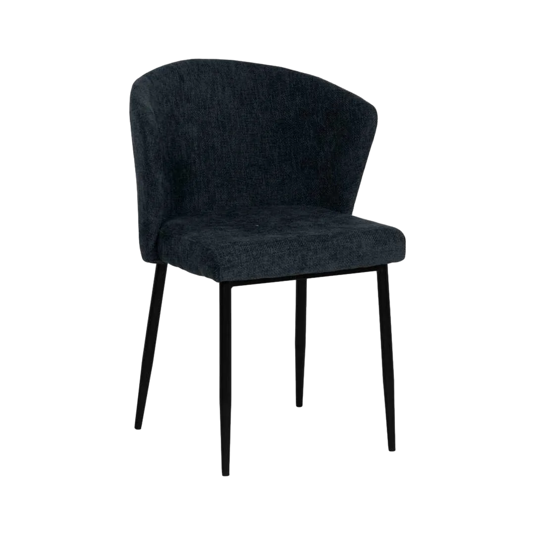 Silla tapizada azul en tejido poliéster con patas de metal estilo contract 52.50x55x80cm - Ixia - 612576IX - foto-transparente