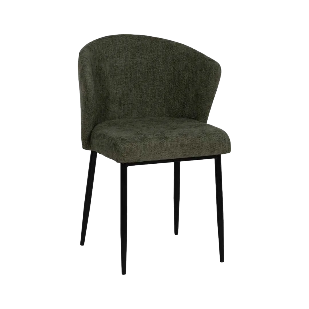 Silla tapizada en tejido verde con estructura metálica contract 52.50x55x80cm - Ixia - 612577IX - foto-transparente