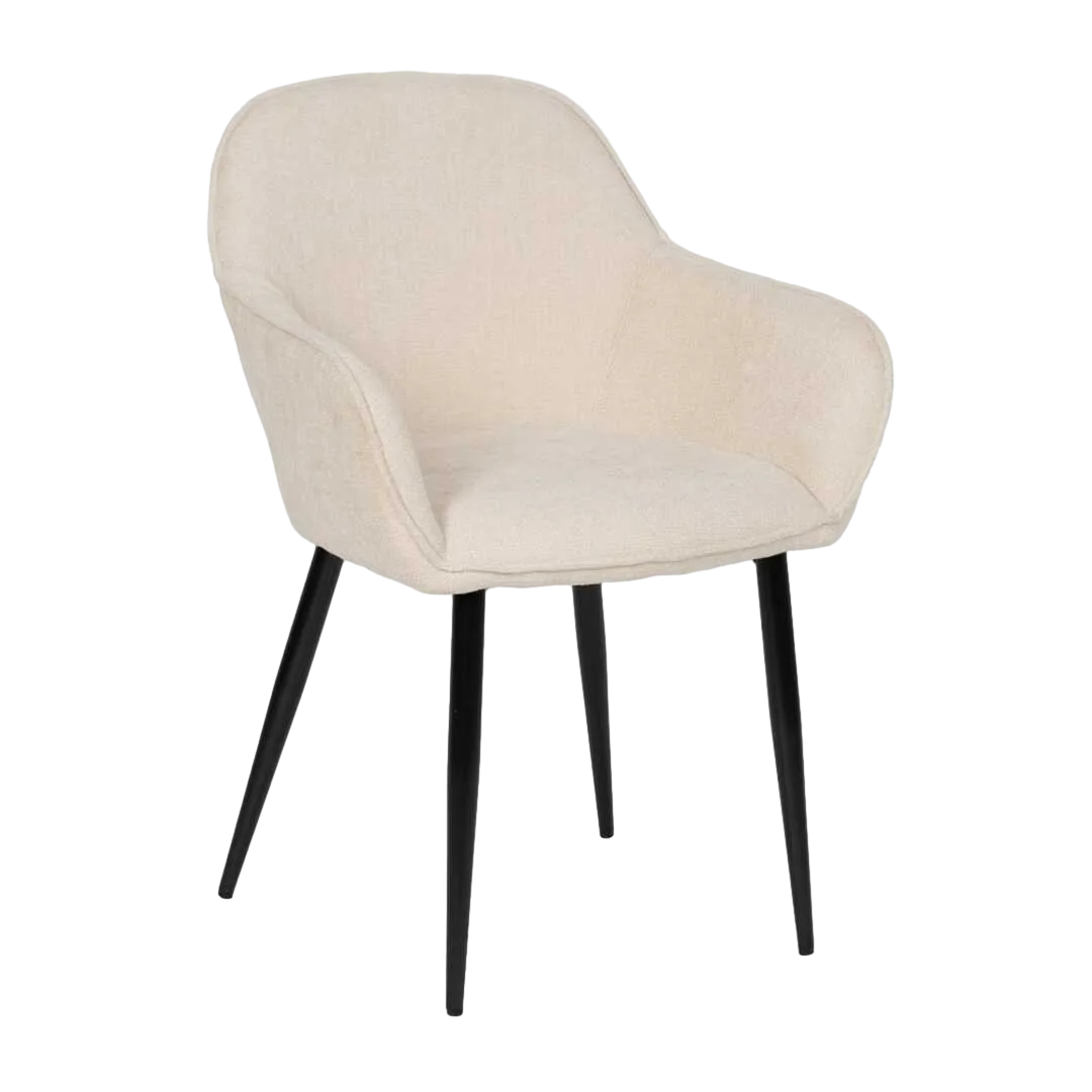 Silla blanca tapizada en poliéster con estructura metálica 61x59.50x83cm - Ixia - 612579IX - foto-transparente