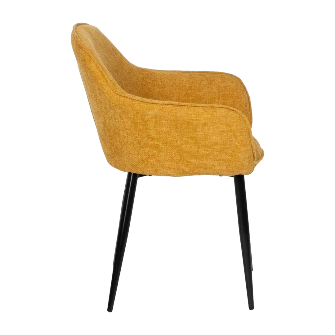 Silla tapizada amarilla en tejido poliéster con patas de hierro estilo contract 61x59.50x83cm - Ixia - 612582IX - foto-transparente