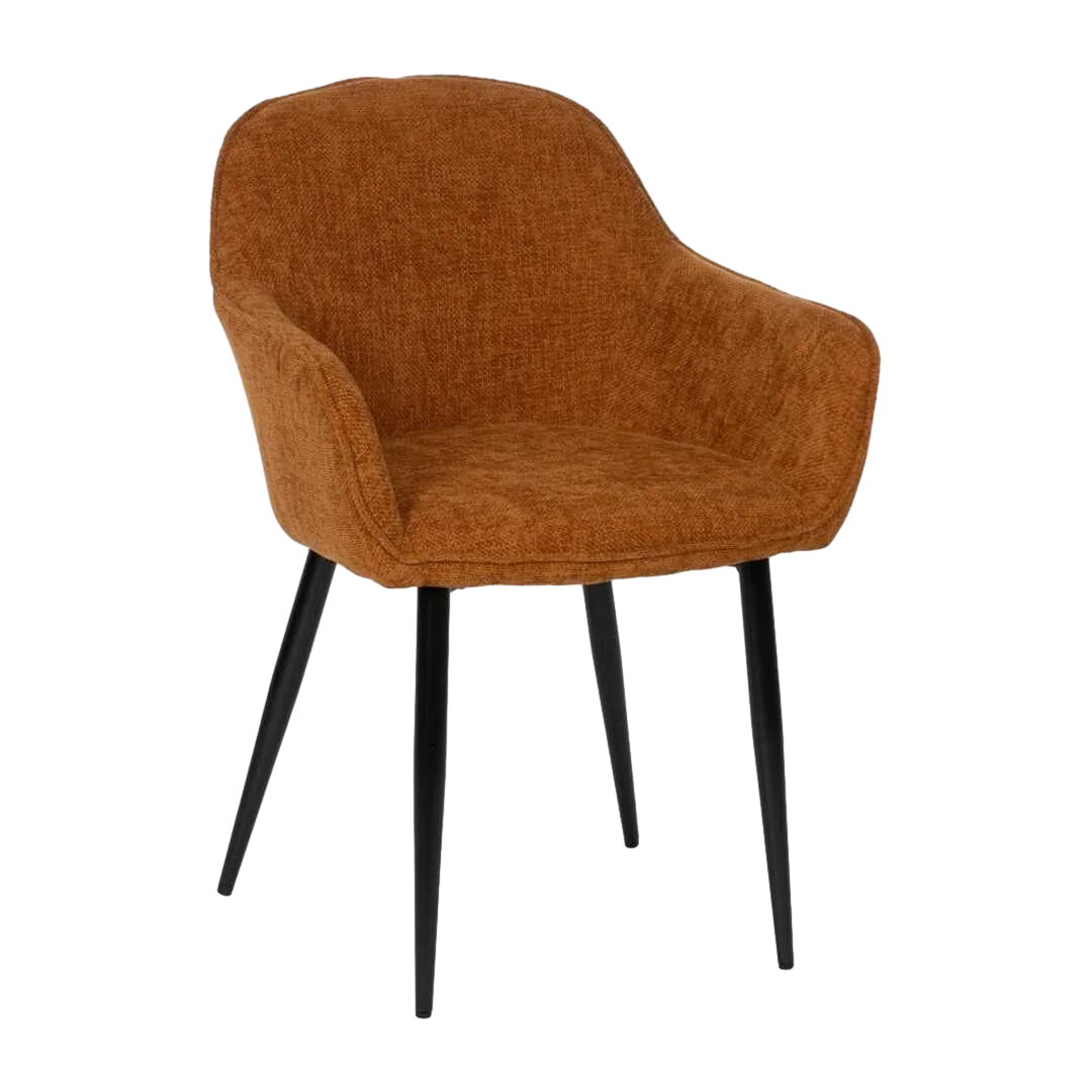 Silla tapizada marrón en tejido poliéster con patas de hierro 61x59.50x83cm - Ixia - 612583IX - foto-transparente