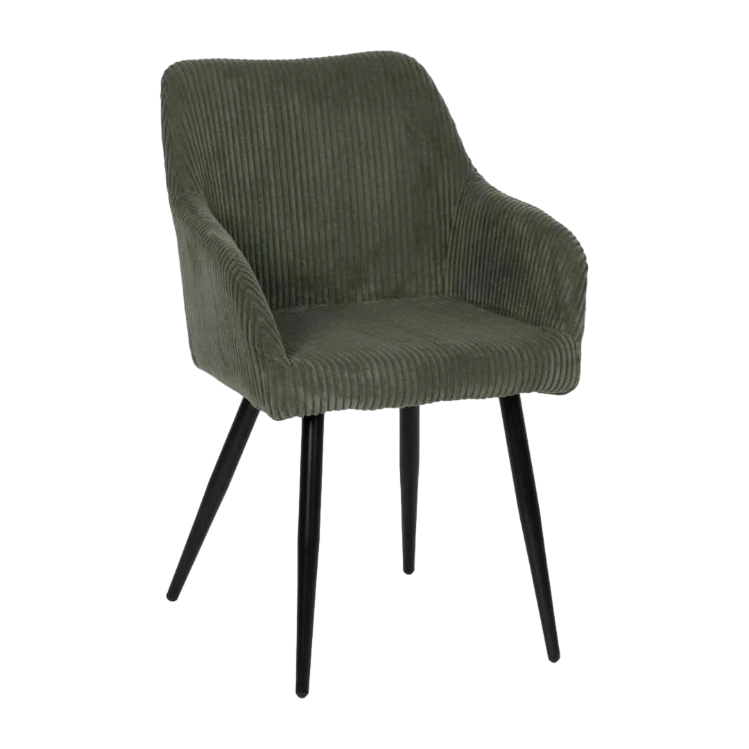 Silla verde tapizada en pana poliéster con patas de hierro estilo contract 57x43x83cm - Ixia - 612588IX - foto-transparente