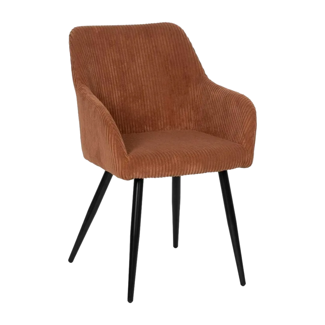 Silla terracota en tejido pana con patas de hierro apta para contract 57x43x83cm - Ixia - 612589IX - foto-transparente