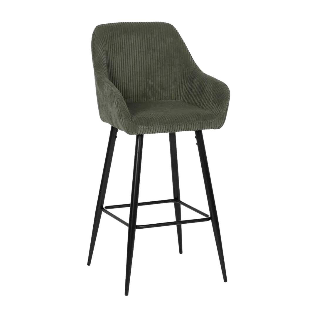 Taburete alto tapizado verde pana patas de hierro 54x41.50x109cm - Ixia - 612591IX - foto-transparente