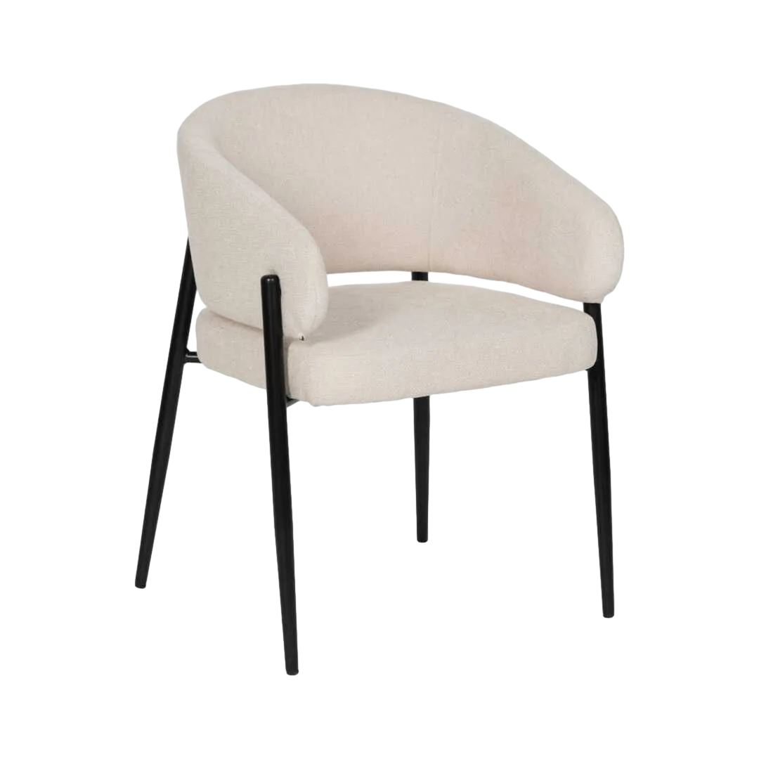 Silla blanca tapizada en poliéster con patas de hierro 60x57x79cm - Ixia - 612593IX - foto-transparente