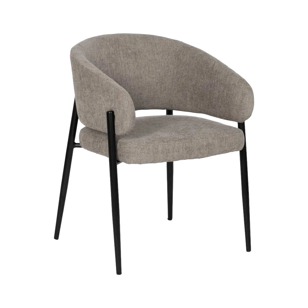 Silla tapizada en tejido poliéster color taupe con patas de hierro 60x57x79cm - Ixia - 612595IX - foto-transparente