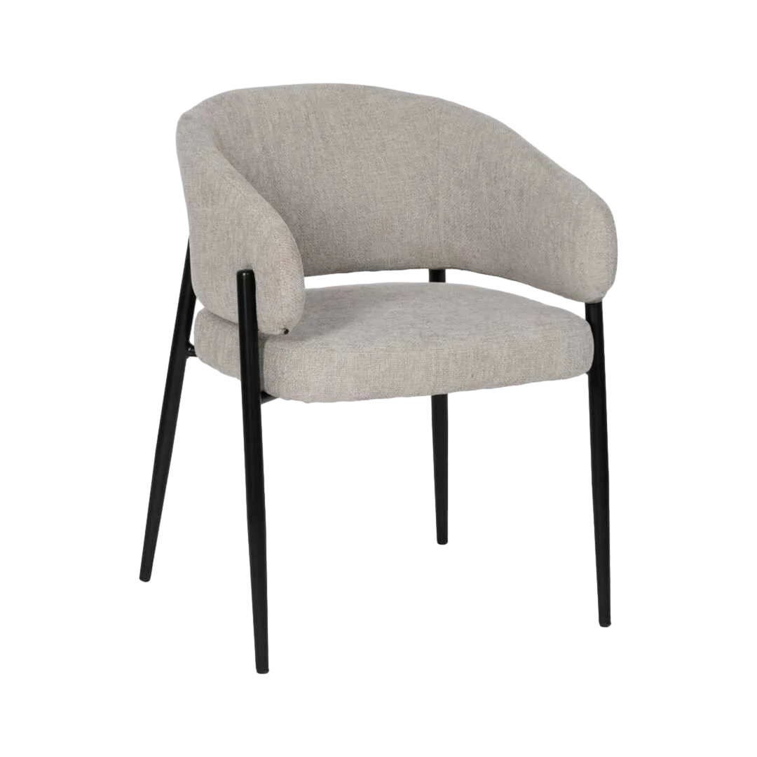 Silla tapizada en tejido gris con brazos y patas de hierro estilo contract 60x57x79cm - Ixia - 612596IX - foto-transparente