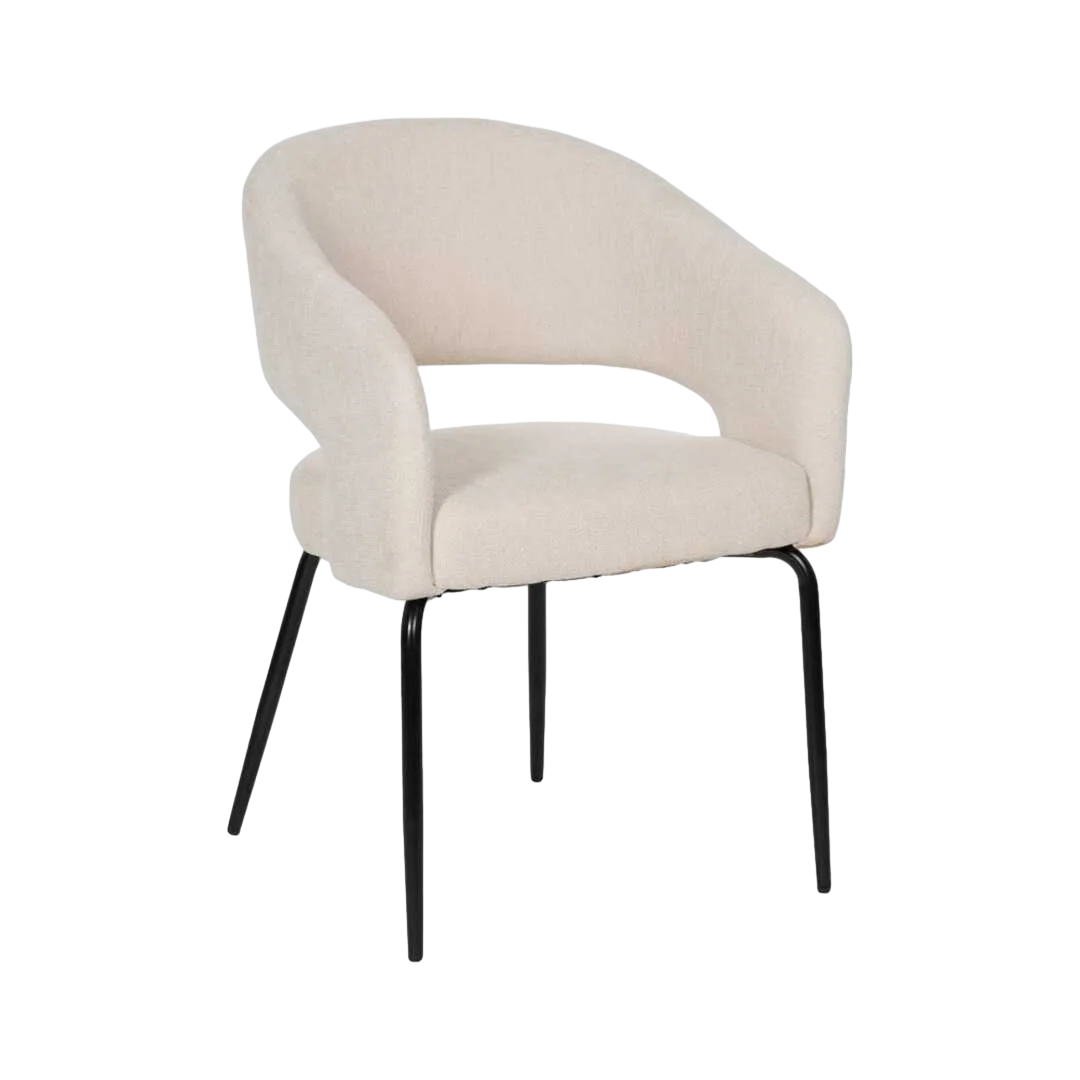 Silla blanca tapizada en tejido poliéster con patas de metal estilo contract y relleno de espuma 28kg/m3 57x56x81cm - Ixia - 612597IX - foto-transparente