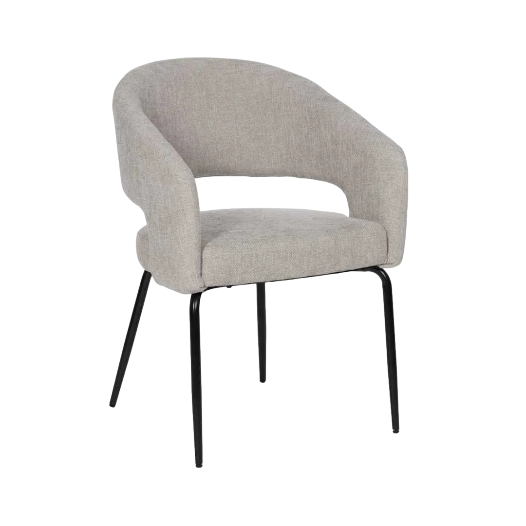 Silla tapizada gris en tejido con patas de hierro estilo contract 57x56x81cm - Ixia - 612599IX - foto-transparente