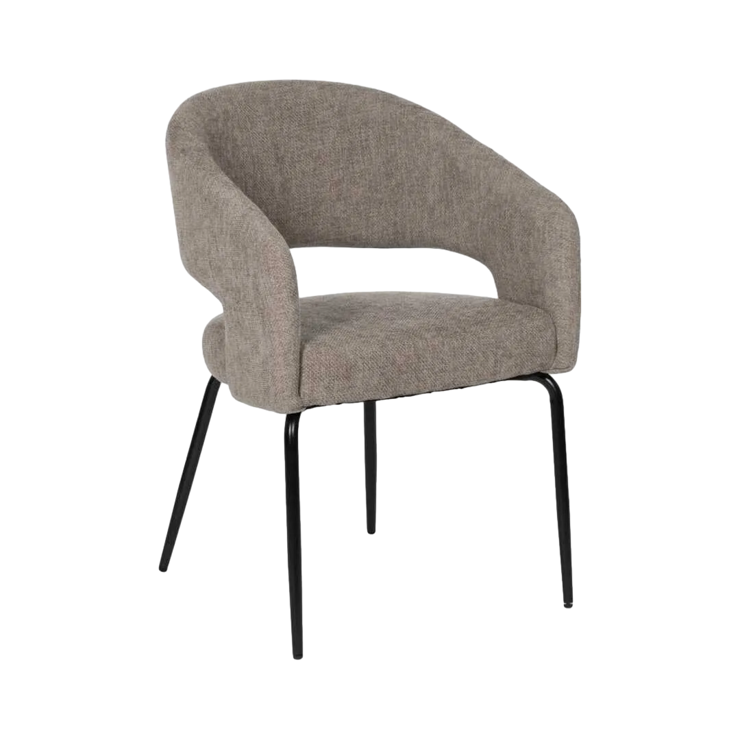 Silla tapizada taupe en tejido poliéster con patas de hierro 57x56x81cm - Ixia - 612600IX - foto-transparente