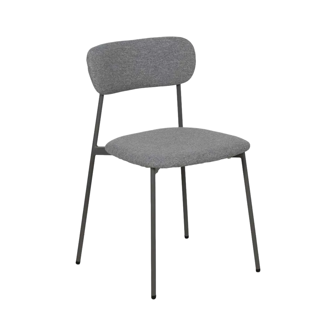 Silla apilable tapizada en tejido gris con estructura metálica 49x47x76cm - Ixia - 612607IX - foto-transparente