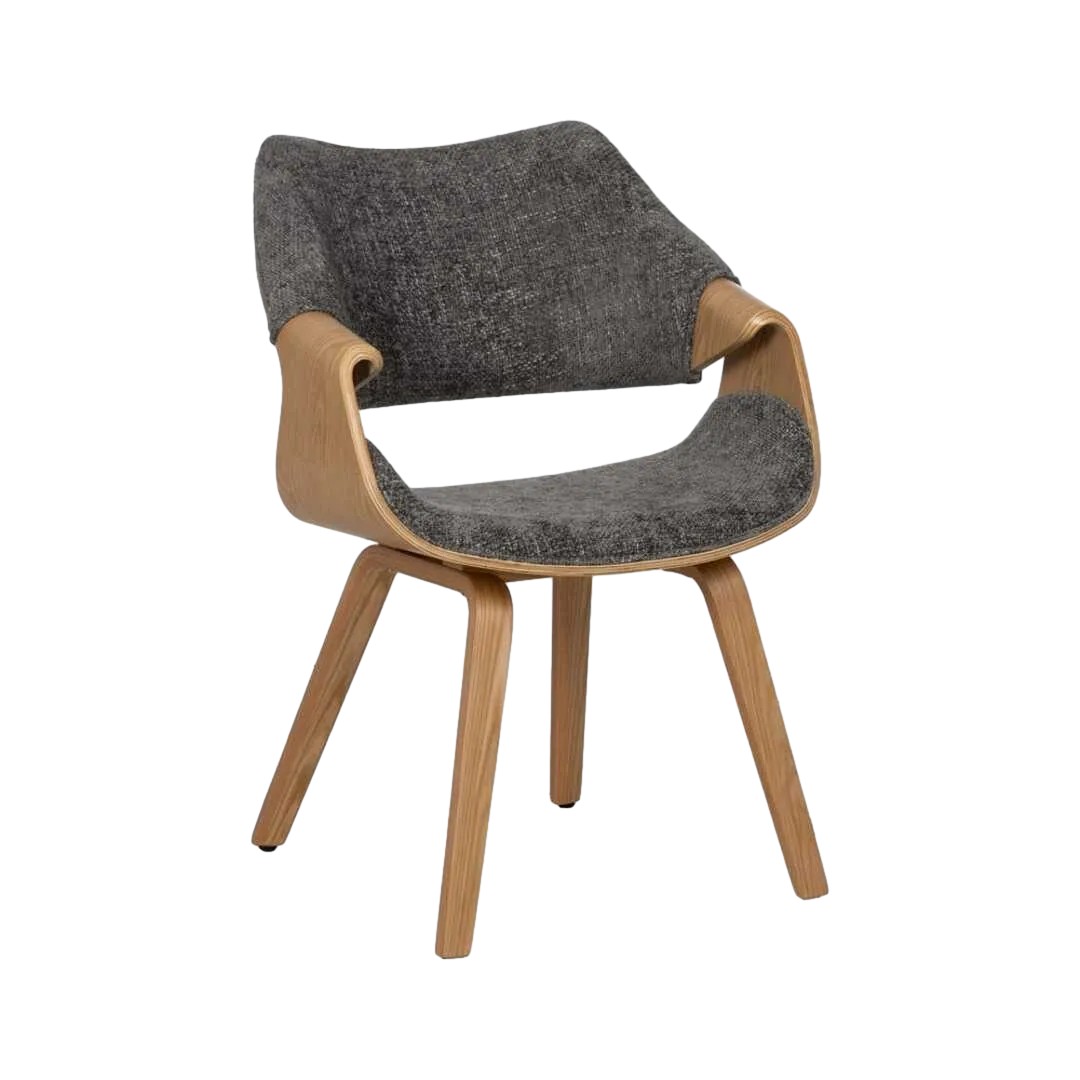 Silla tapizada gris en poliéster con respaldo en madera de haya 61x56x82cm - Ixia - 612643IX - foto-transparente