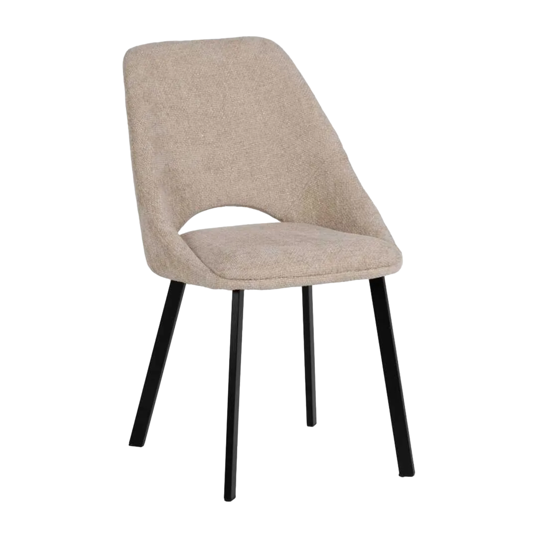 Silla crema tapizada en tejido con estructura metálica apta para contract 48x61x85cm - Ixia - 612644IX - foto-transparente