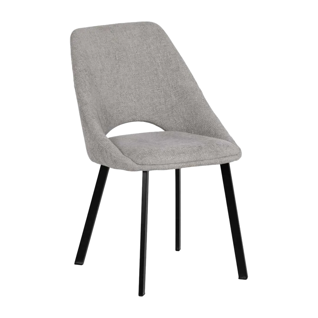 Silla tapizada gris en tejido con estructura metálica 48x61x85cm - Ixia - 612646IX - foto-transparente