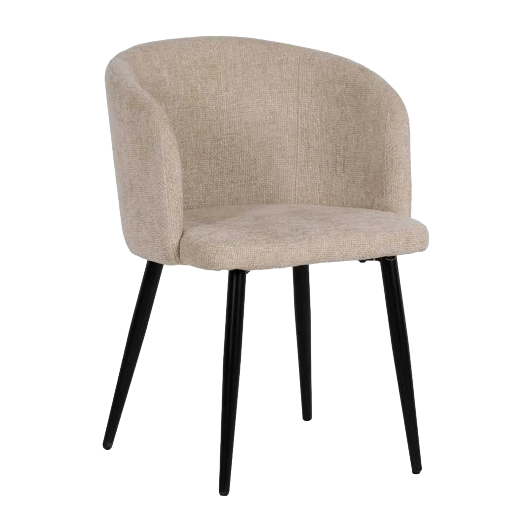 Silla para salón tapizada crema en tejido con estructura metálica 53x53x77cm - Ixia - 612647IX - foto-transparente