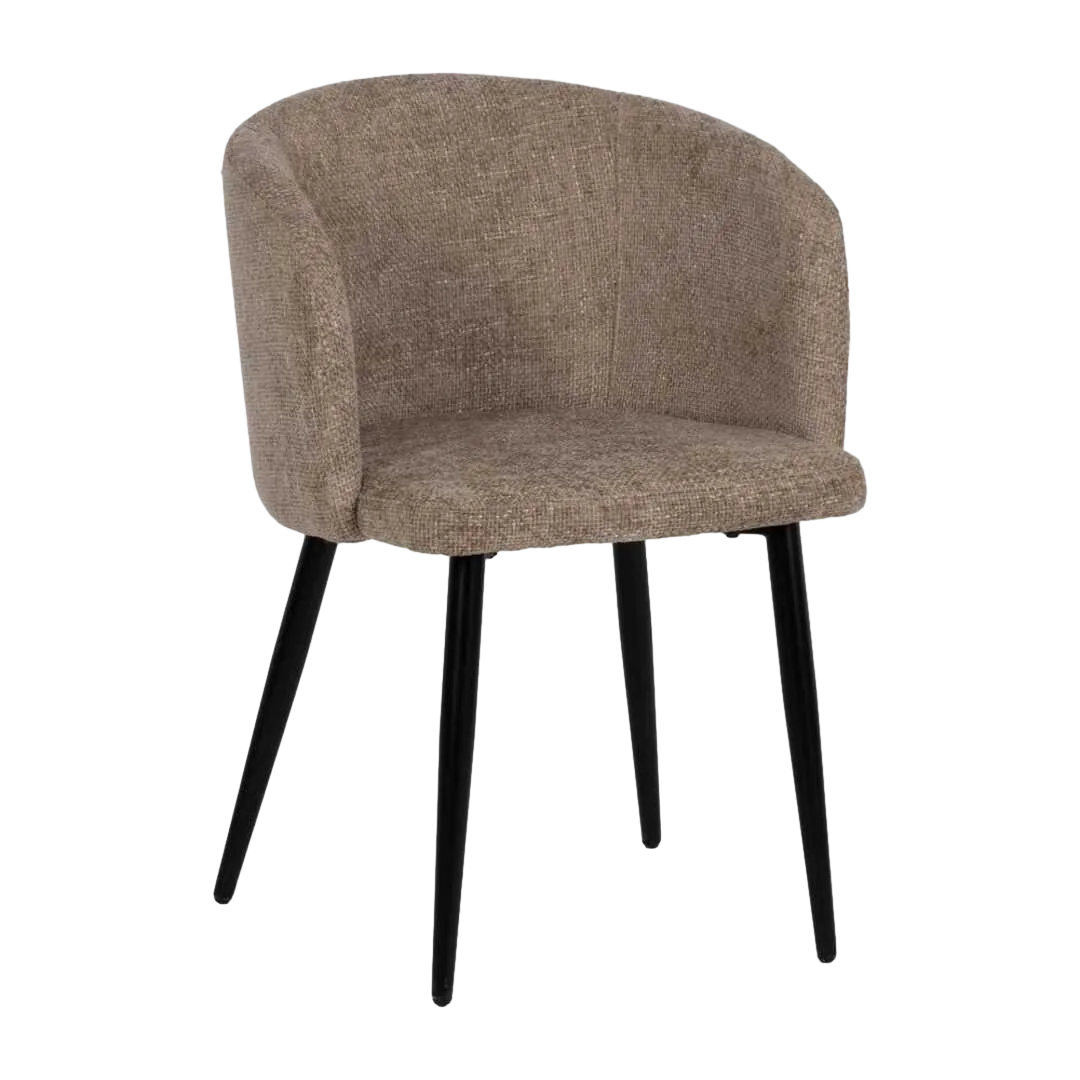 Silla tapizada beige en tejido poliéster con estructura metálica y relleno de espuma 53x53x77cm - Ixia - 612648IX - foto-transparente