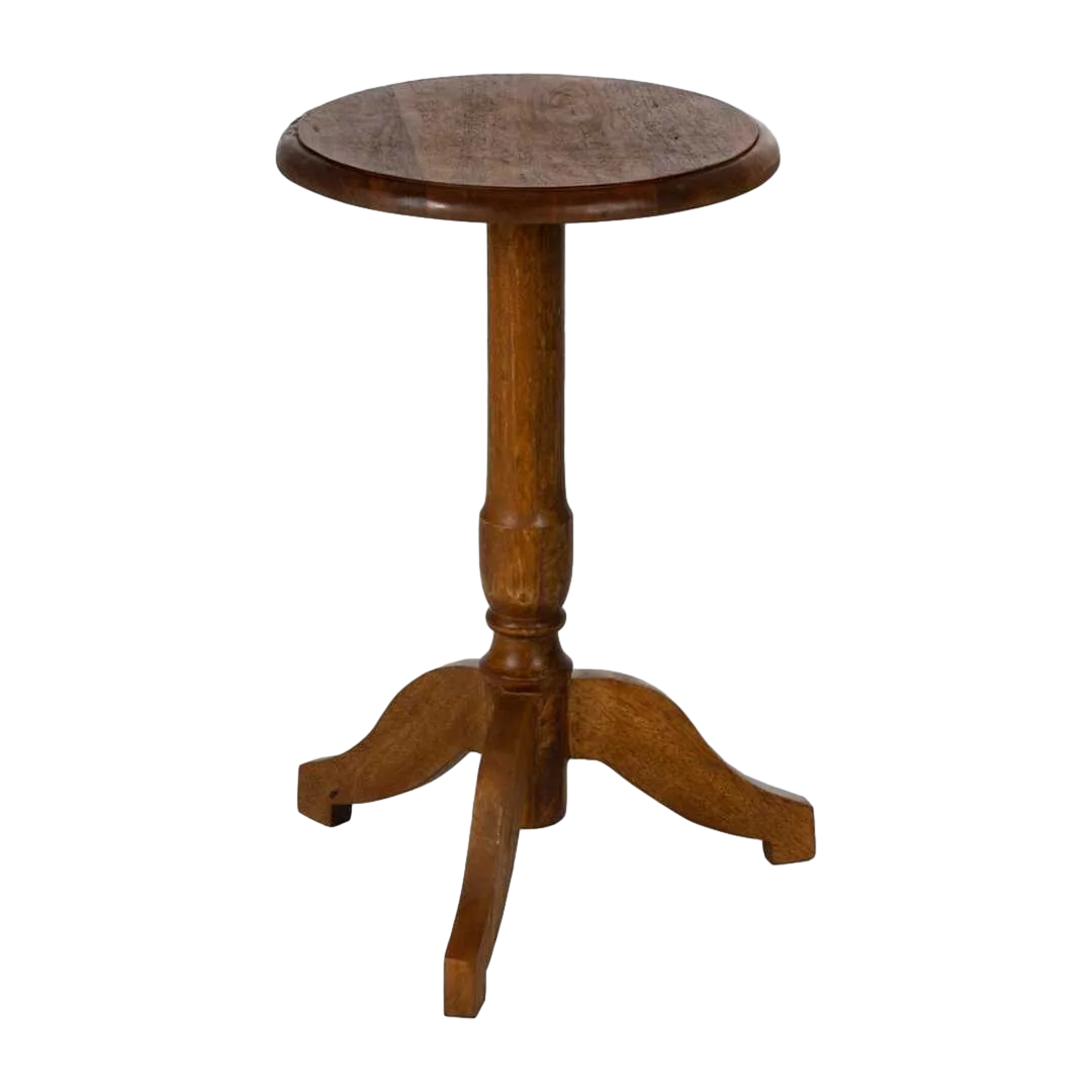 Mesita auxiliar natural de madera de mango para salón 41x41x69cm - Ixia - 612660IX - foto-transparente