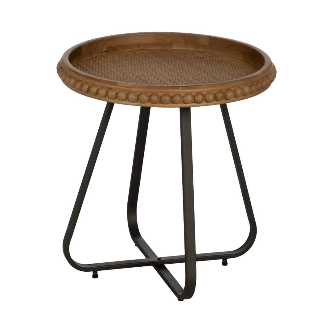 Mesita natural de metal y madera 52x52x54.50cm - Ixia - 612673IX - foto-transparente