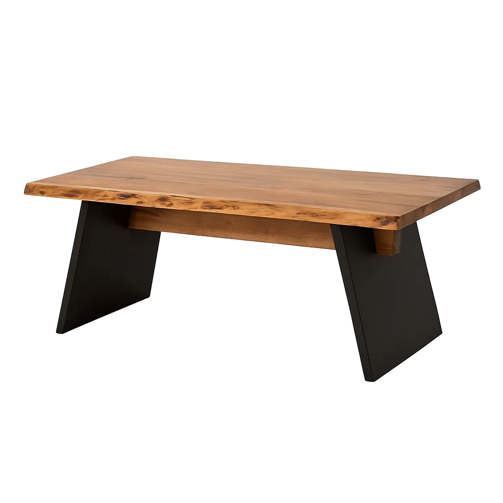 Mesa de comedor en madera de acacia y hierro con tablero 56mm 220x100x77cm - Ixia - 612697IX - foto-transparente