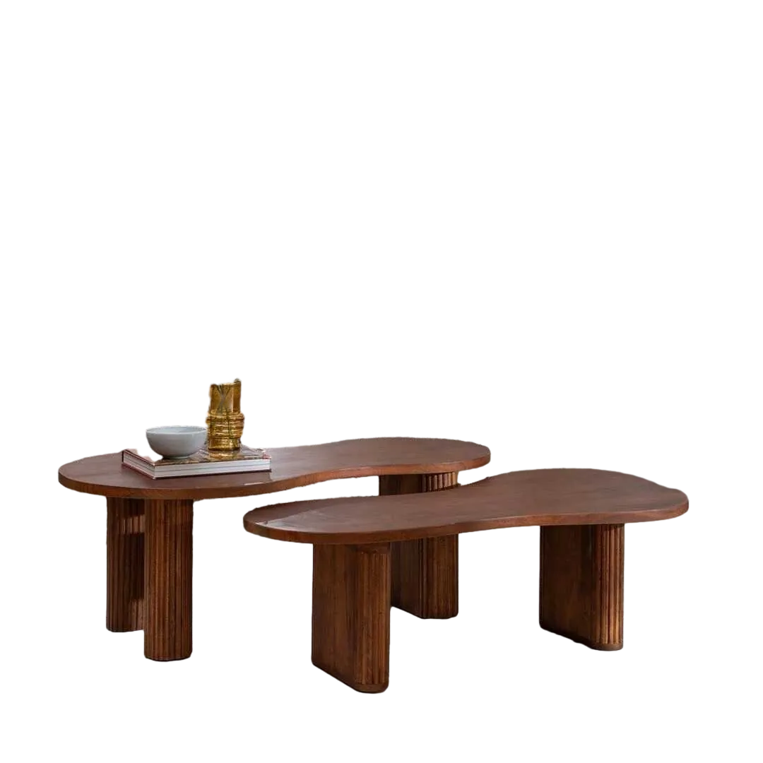 Set de 2 mesas de centro de madera de mango para salón 110x60x40cm - Ixia - 612716IX - foto-transparente