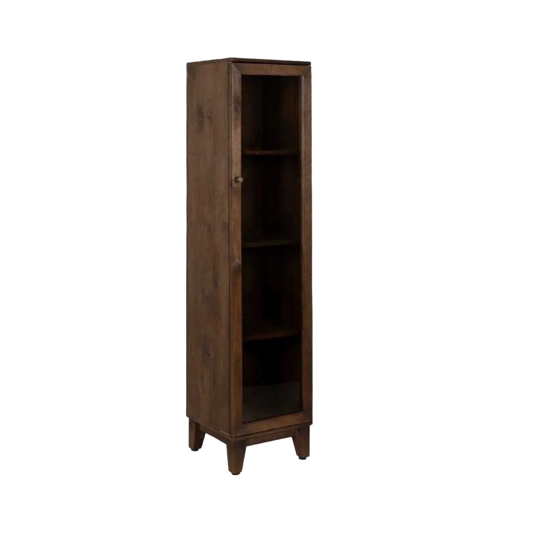 Vitrina de salón marrón en madera de mango y cristal 40x40x180cm - Ixia - 612866IX - foto-transparente