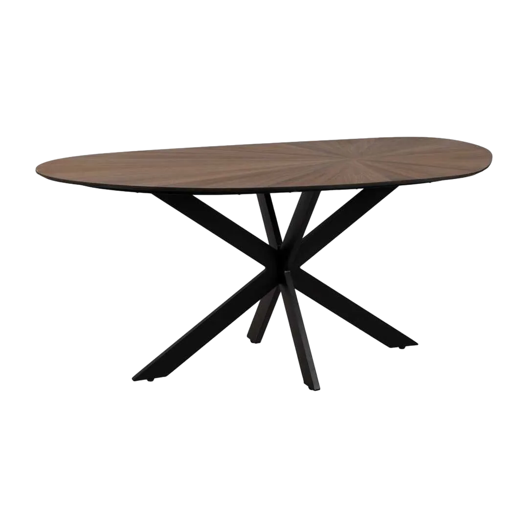 Mesa de comedor natural y negro en DM y metal 178x80x77cm - Ixia - 612895IX - foto-transparente