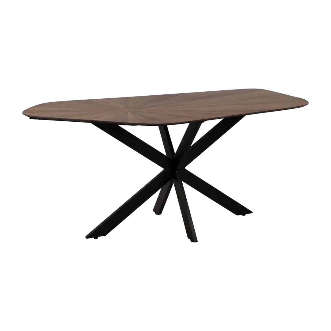 Mesa de comedor natural y negro en DM y hierro 178x80x77cm - Ixia - 612896IX - foto-transparente
