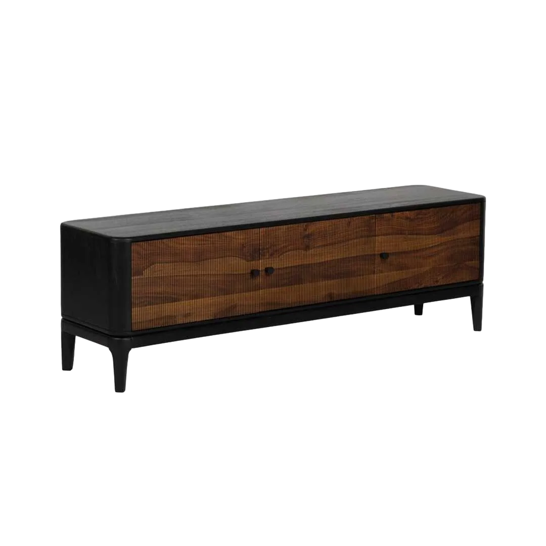 Mueble TV madera de mango y sheesham acabado marrón y negro - Ixia 160x40x50cm - Ixia - 612965IX - foto-transparente