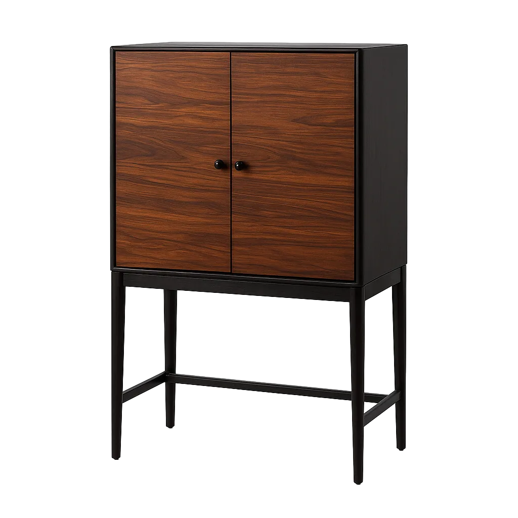 Armario en madera de mango y sheesham marrón y negro para salón 90x40x150cm - Ixia - 612967IX - foto-transparente