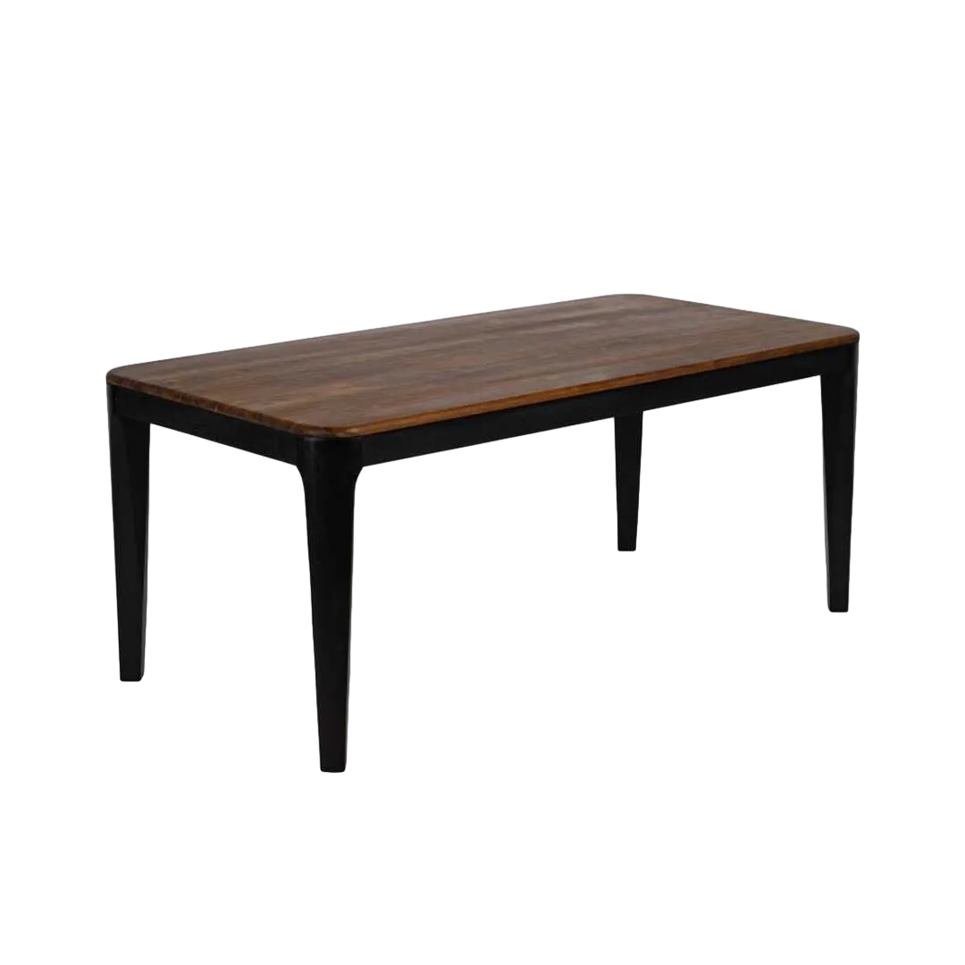 Mesa de comedor para salón marrón y negro en madera de mango y sheesham 180x90x76cm - Ixia - 612968IX - foto-transparente