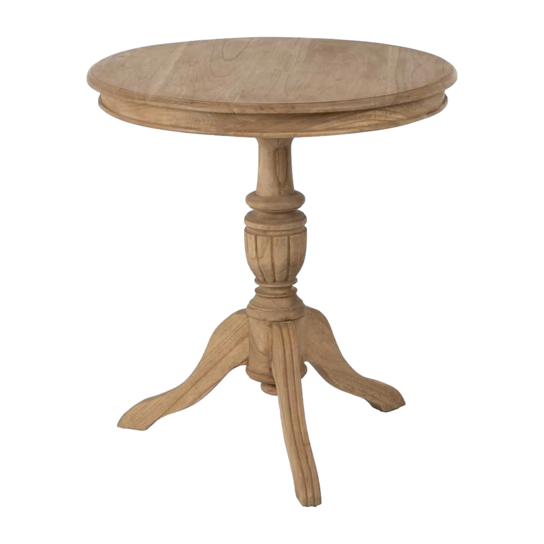 Mesa auxiliar para salón en madera de mindi acabado natural 70x70x77cm - Ixia - 613027IX - foto-transparente