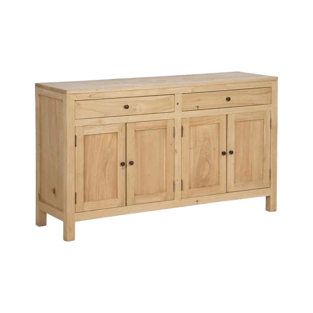 Aparador natural de madera mindi con cajones y puertas 140x40x82cm - Ixia - 613030IX - foto-transparente