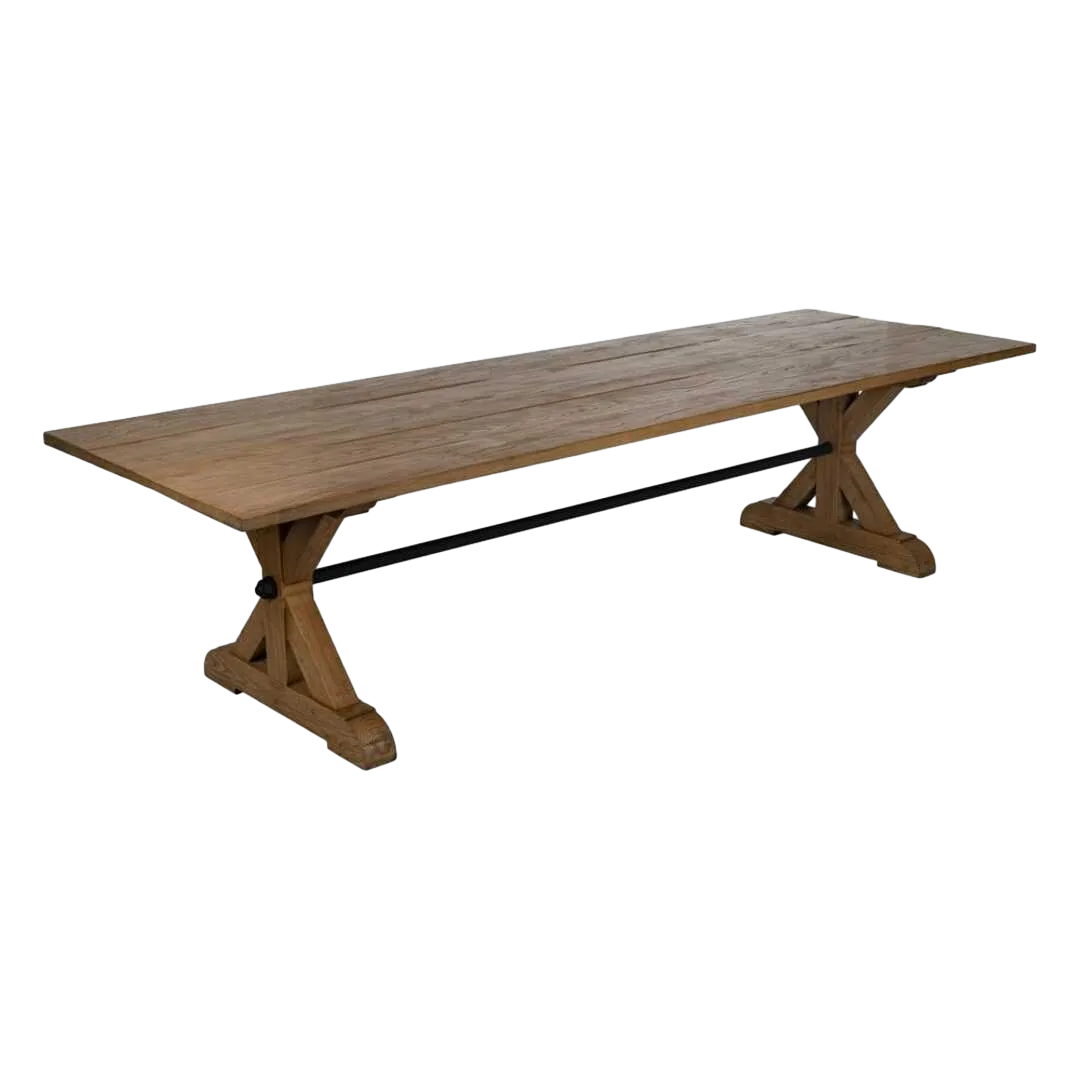 Mesa de comedor en roble recuperado con tablero 3.5cm 300x98x76cm - Ixia - 613240IX - foto-transparente
