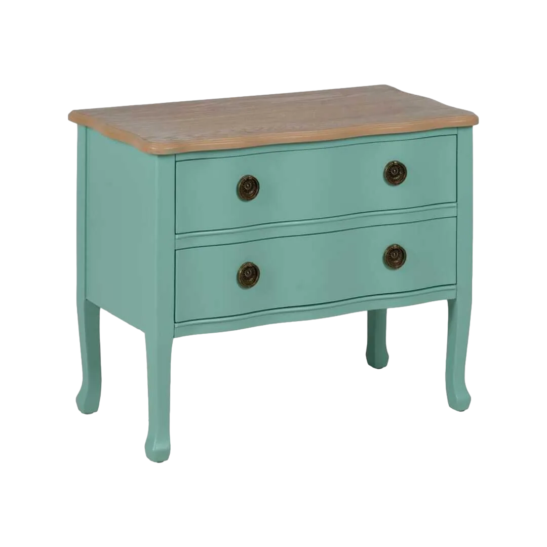 Mesita turquesa de madera con cajones 80x38x65.50cm - Ixia - 613460IX - foto-transparente