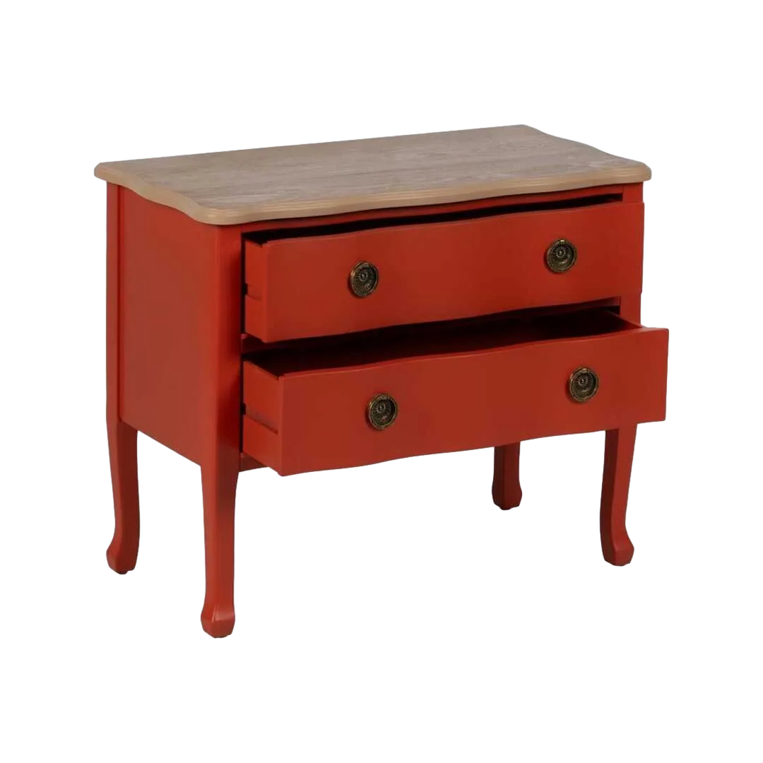 Mesita terracota en madera de abeto y DM con cajón y patas 25cm 80x38x65.50cm - Ixia - 613465IX - foto-transparente