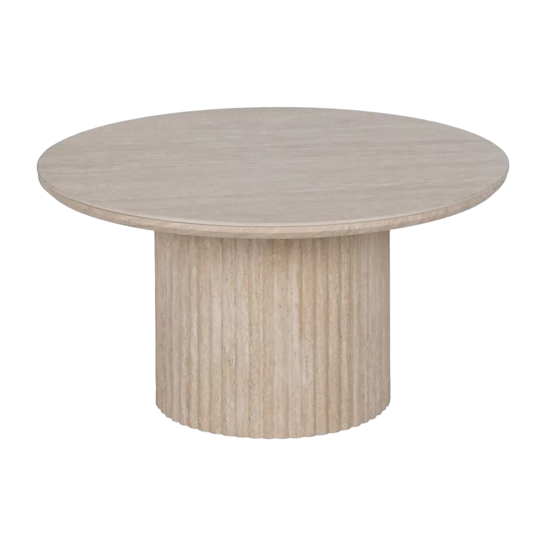 Mesa de centro beige con sobre de piedra sinterizada y patas en MDF y papel 70x70x38.50cm - Ixia - 613515IX - foto-transparente