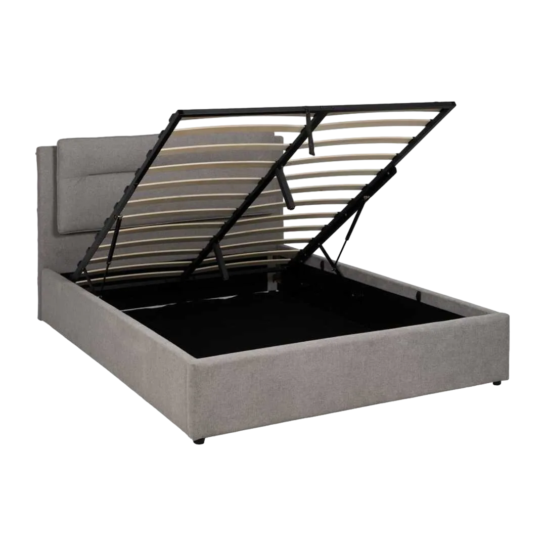 Cama tapizada gris para colchón 164x214x110cm - Ixia - 613531IX - foto-transparente
