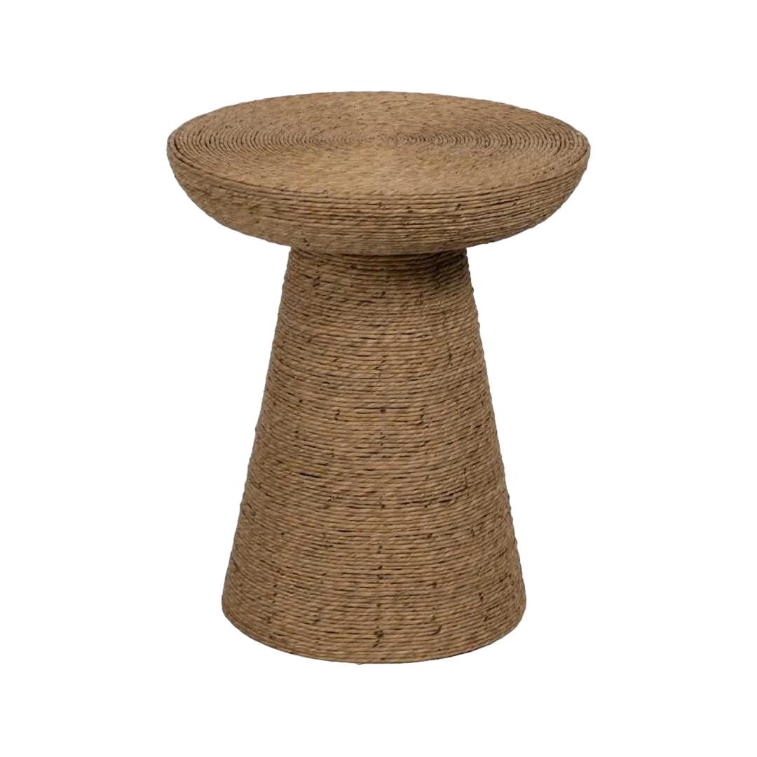Mesa auxiliar para salón de cuerda y fibra natural estilo ratán 49x49x58cm - Ixia - 613622IX - foto-transparente