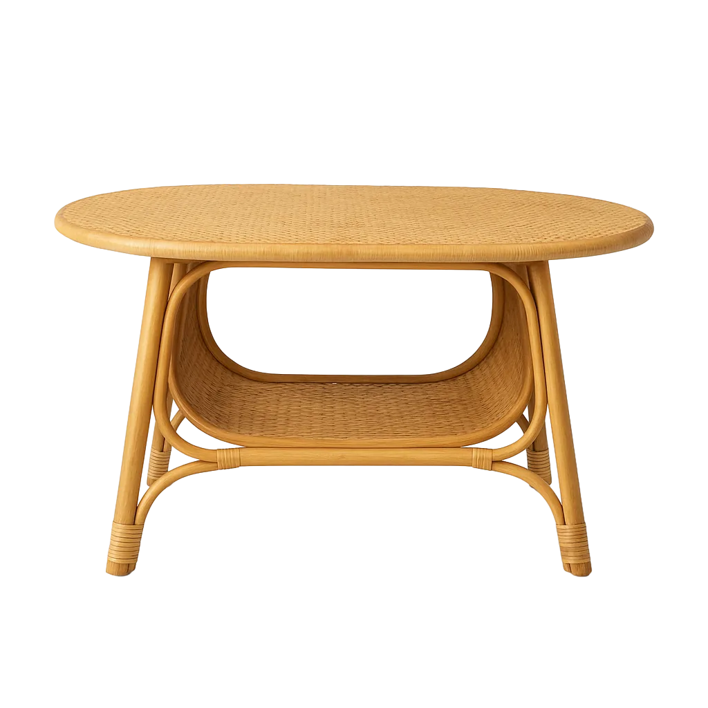 Mesa de centro de bambú natural para salón 81x51x47.50cm - Ixia - 613625IX - foto-transparente