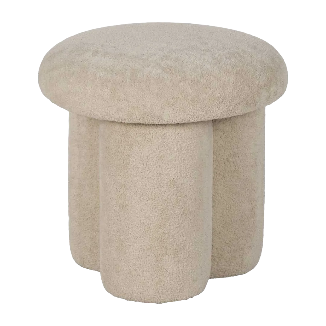 Puf beige tejido 100% poliéster con estructura de madera de pino y contrachapada y relleno de espuma 41x41x43cm - Ixia - 613640IX - foto-transparente