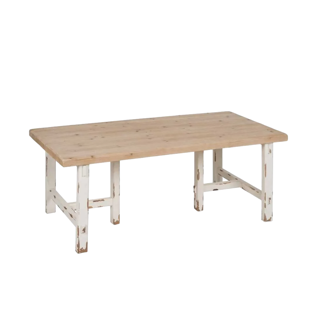 Mesa de centro en madera de abeto y DM acabado natural y blanco 120x60x48cm - Ixia - 613668IX - foto-transparente