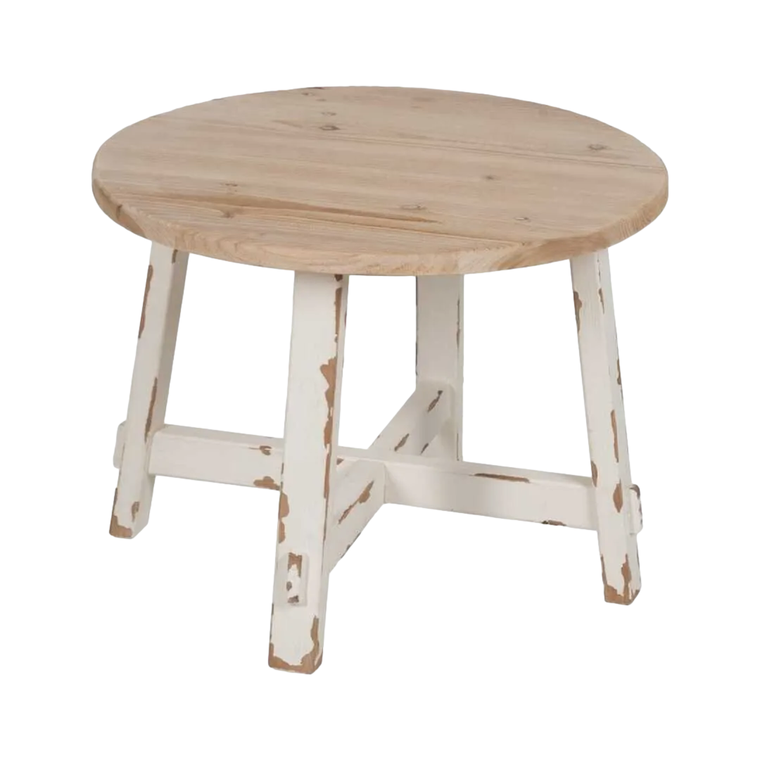 Mesa de centro en madera de abeto DM acabado natural y blanco 60x60x45cm - Ixia - 613669IX - foto-transparente
