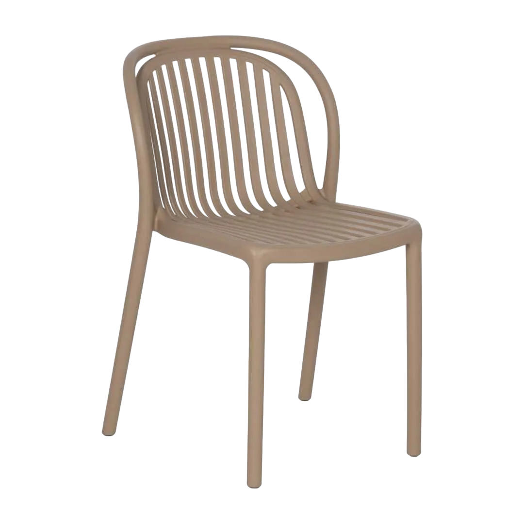 Silla apilable de polipropileno beige para exterior 51x57x78cm - Ixia - 613684IX - foto-transparente