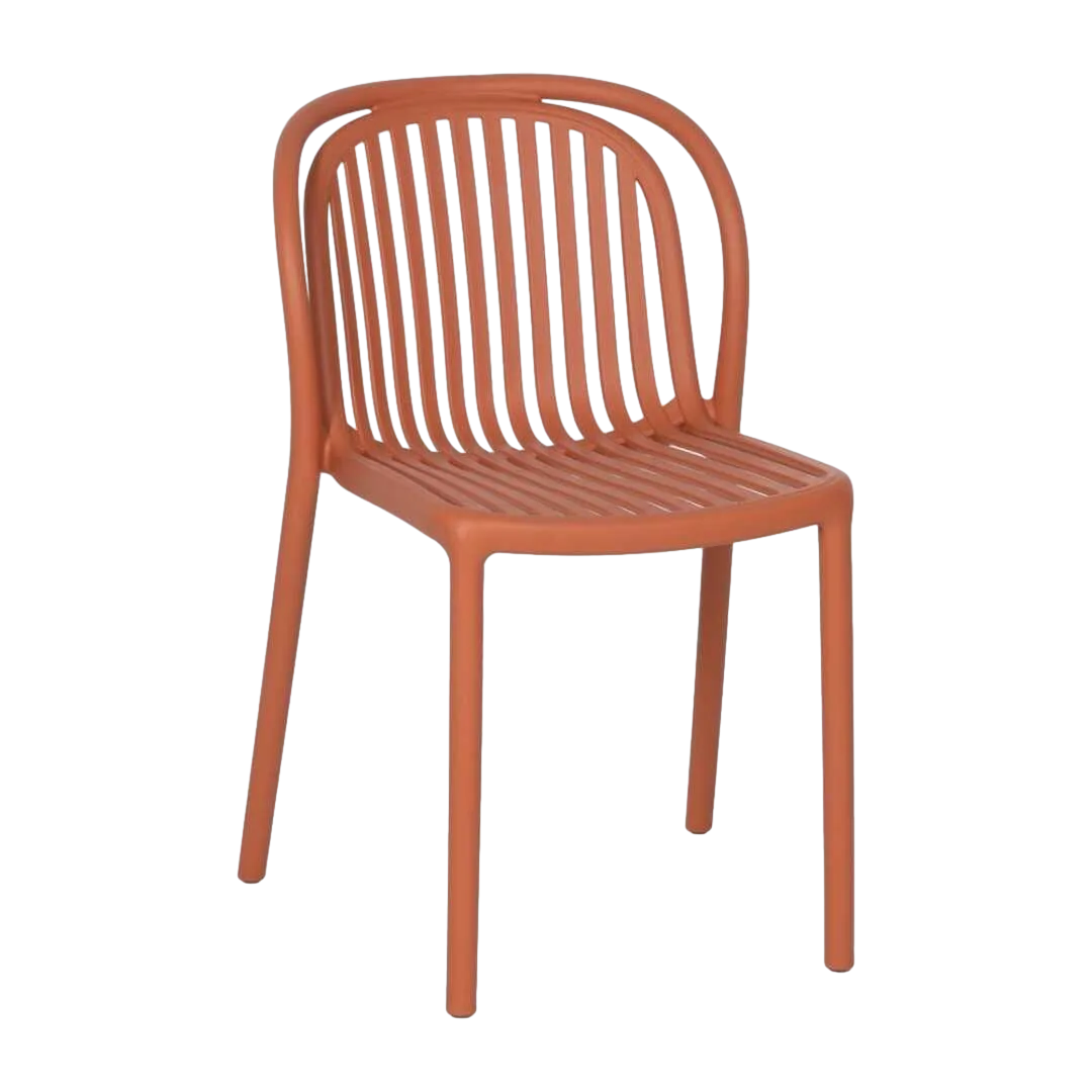 Silla apilable de polipropileno color terracota para exterior certificada EN581 51x57x78cm - Ixia - 613685IX - foto-transparente