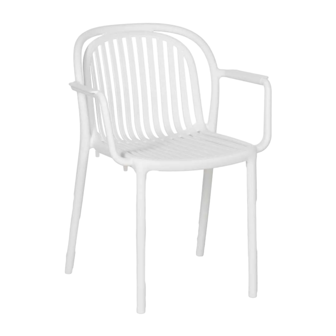 Silla apilable de polipropileno blanca apta para exterior normativa EN581 57x57x78cm - Ixia - 613686IX - foto-transparente