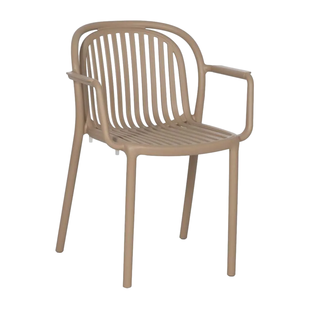 Silla apilable de polipropileno beige para exterior 57x57x78cm - Ixia - 613688IX - foto-transparente