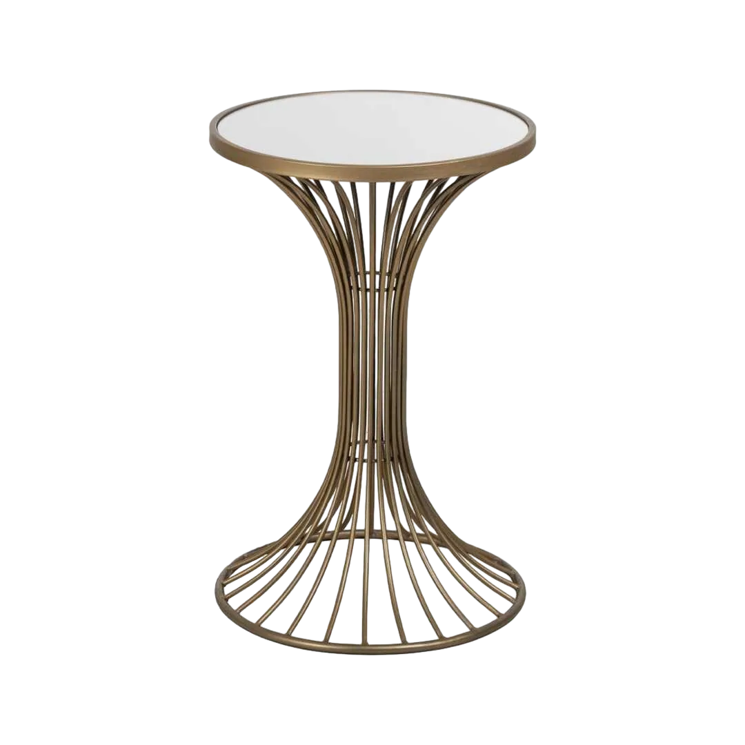Mesita de metal color oro con espejo 42x42x65cm - Ixia - 613711IX - foto-transparente