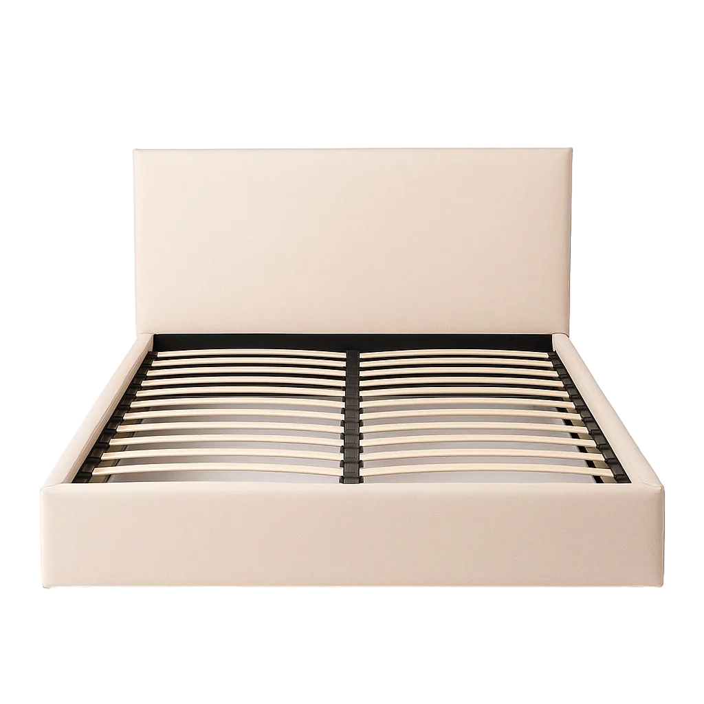 Cama canapé desenfundable beige con tejido 100% poliéster y relleno de espuma para colchón 196x215x97cm - Ixia - 613735IX - foto-transparente
