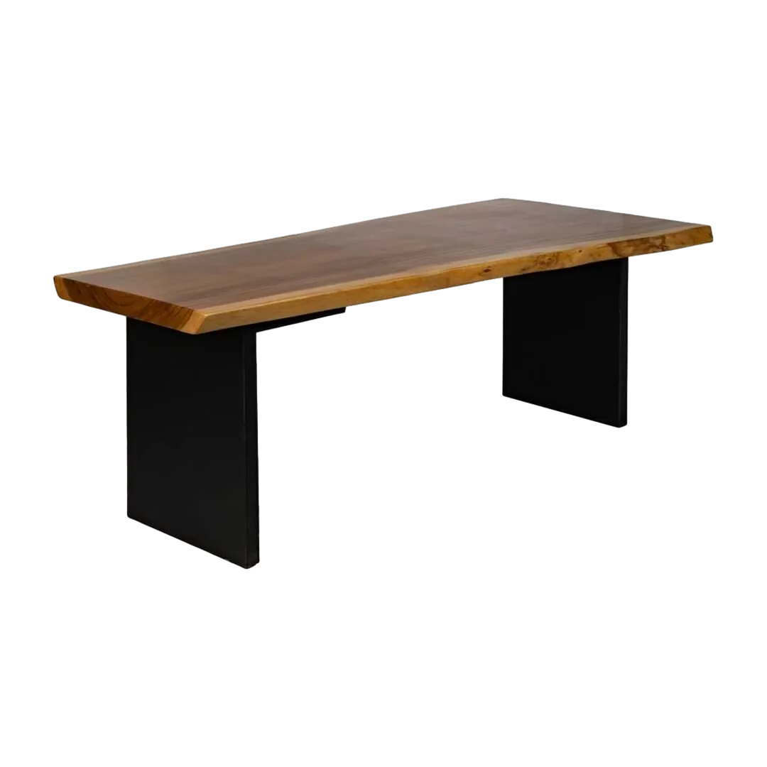 Mesa de comedor en madera de suar y hierro acabado natural 200x80x80cm - Ixia - 614102IX - foto-transparente