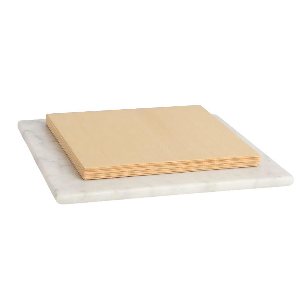 Tablero para mesa cuadrado en mármol blanco con base en DM 80x80x1.80cm - Ixia - 614126IX - foto-transparente